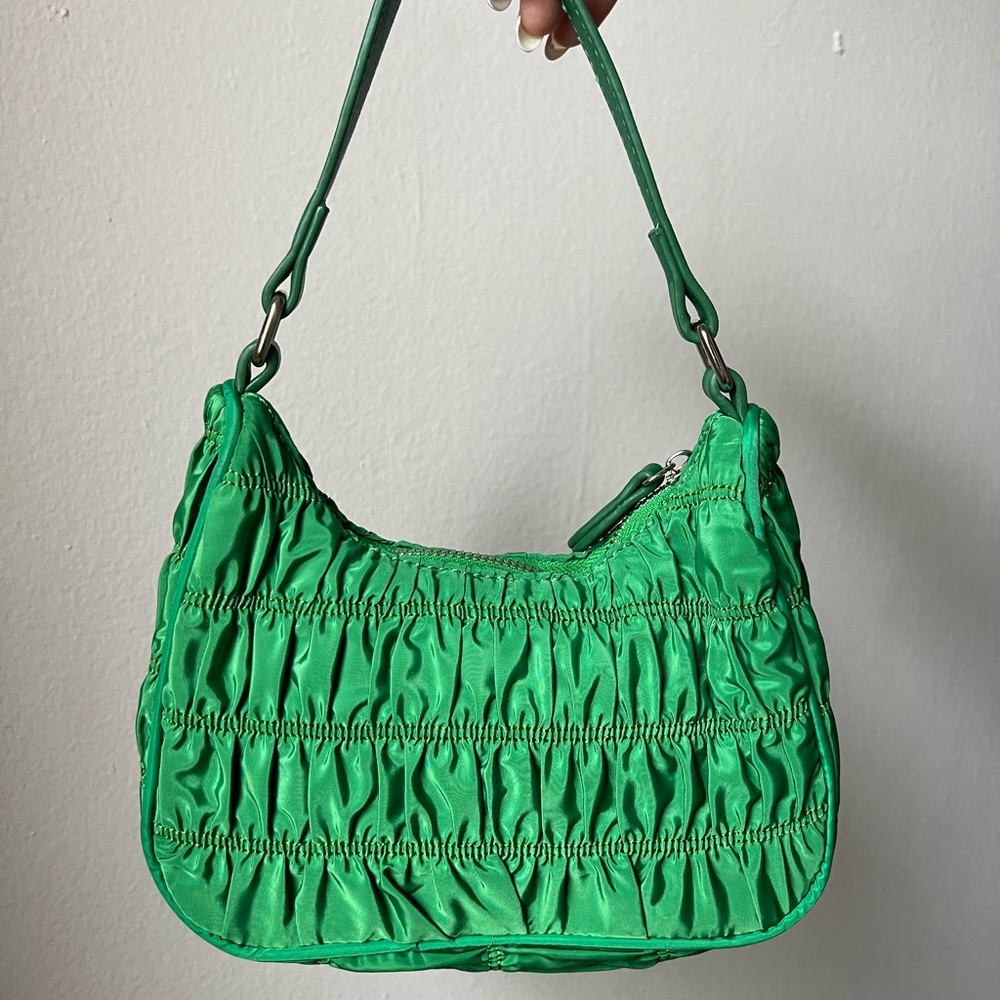 Green ruched purse